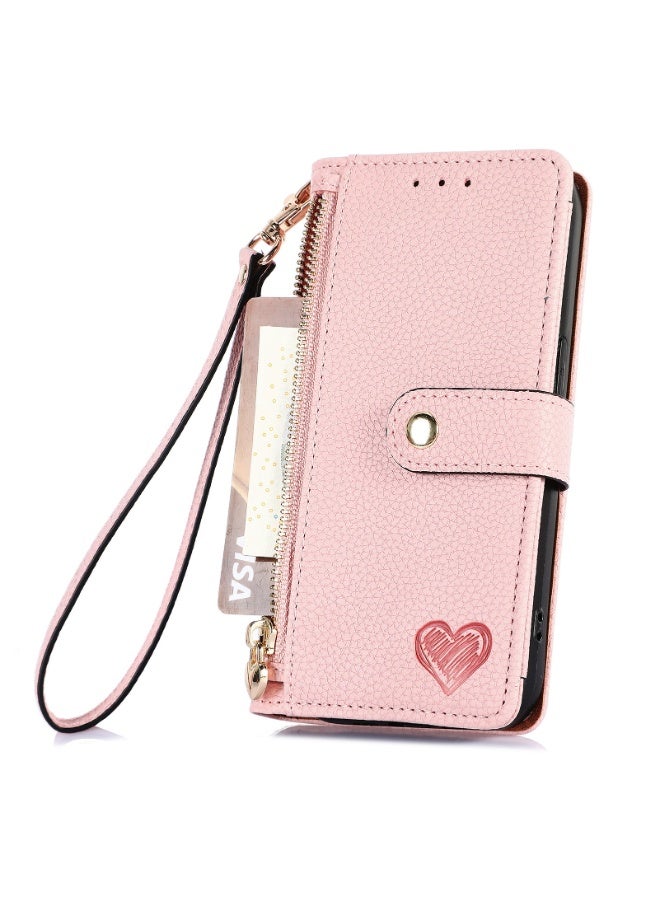 Wallet Style Phone Case for iPhone16 Pro Max 2024 5G Zipper Pocket Wallet with Shoulder Strap Wrist Strap, PU Leather Stand RFID Flip Card Holder - Image 4